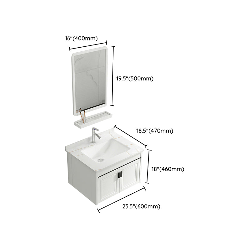 White Modern Single-Sink Wall Mount Open Console with Sink Set Clearhalo 'Bathroom Remodel & Bathroom Fixtures' 'Bathroom Vanities' 'bathroom_vanities' 'Home Improvement' 'home_improvement' 'home_improvement_bathroom_vanities' 8216707