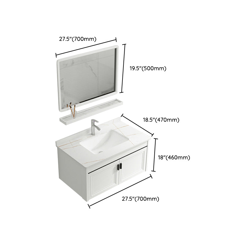 White Modern Single-Sink Wall Mount Open Console with Sink Set Clearhalo 'Bathroom Remodel & Bathroom Fixtures' 'Bathroom Vanities' 'bathroom_vanities' 'Home Improvement' 'home_improvement' 'home_improvement_bathroom_vanities' 8216708