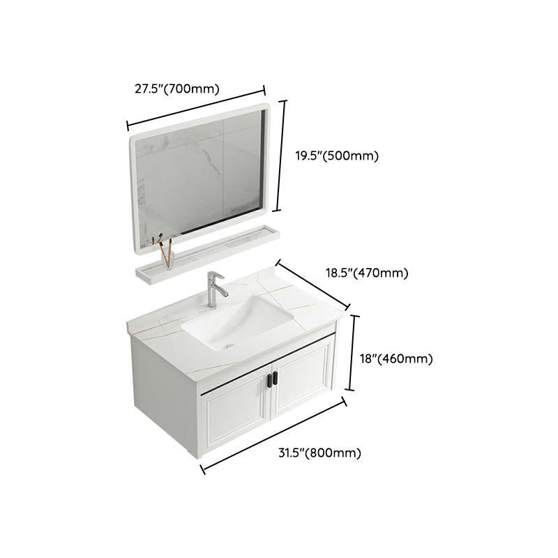 White Modern Single-Sink Wall Mount Open Console with Sink Set Clearhalo 'Bathroom Remodel & Bathroom Fixtures' 'Bathroom Vanities' 'bathroom_vanities' 'Home Improvement' 'home_improvement' 'home_improvement_bathroom_vanities' 8216709