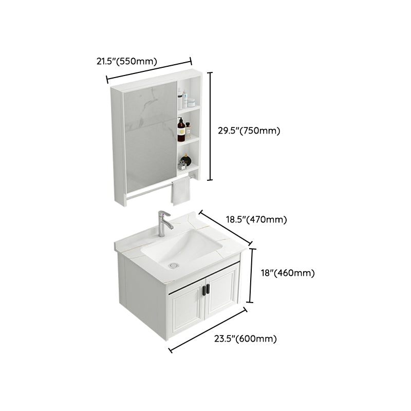 White Modern Single-Sink Wall Mount Open Console with Sink Set Clearhalo 'Bathroom Remodel & Bathroom Fixtures' 'Bathroom Vanities' 'bathroom_vanities' 'Home Improvement' 'home_improvement' 'home_improvement_bathroom_vanities' 8216710