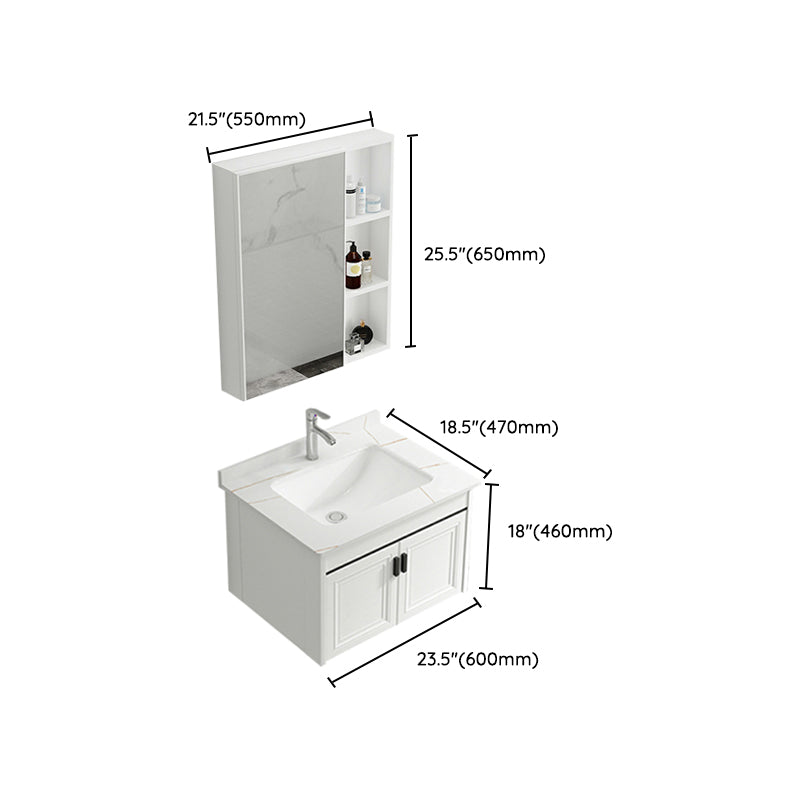 White Modern Single-Sink Wall Mount Open Console with Sink Set Clearhalo 'Bathroom Remodel & Bathroom Fixtures' 'Bathroom Vanities' 'bathroom_vanities' 'Home Improvement' 'home_improvement' 'home_improvement_bathroom_vanities' 8216711