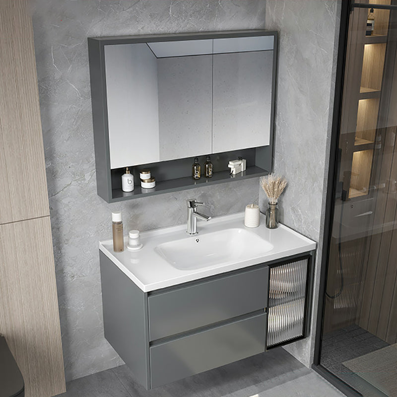 Popular Rectangular Bathroom Vanity Set Grey Wall-Mounted Faucet Included 32"L x 20"W x 19"H Clearhalo 'Bathroom Remodel & Bathroom Fixtures' 'Bathroom Vanities' 'bathroom_vanities' 'Home Improvement' 'home_improvement' 'home_improvement_bathroom_vanities' 8216743