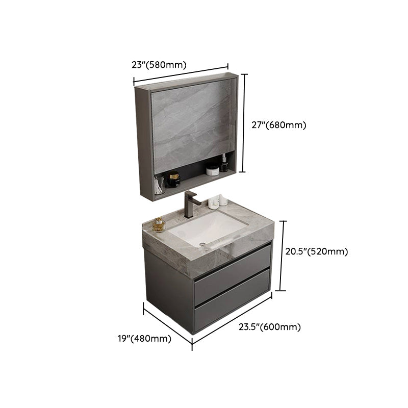 Grey Modern Rectangular Solid Wood Open Console with Sink Set Clearhalo 'Bathroom Remodel & Bathroom Fixtures' 'Bathroom Vanities' 'bathroom_vanities' 'Home Improvement' 'home_improvement' 'home_improvement_bathroom_vanities' 8223181