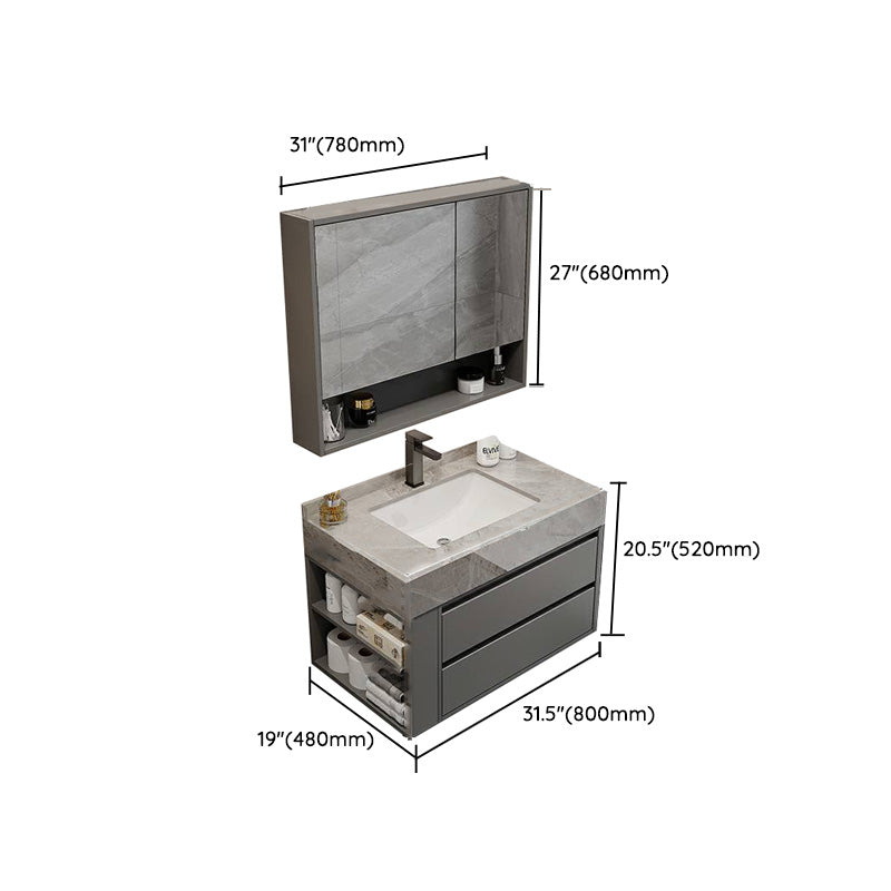 Grey Modern Rectangular Solid Wood Open Console with Sink Set Clearhalo 'Bathroom Remodel & Bathroom Fixtures' 'Bathroom Vanities' 'bathroom_vanities' 'Home Improvement' 'home_improvement' 'home_improvement_bathroom_vanities' 8223183