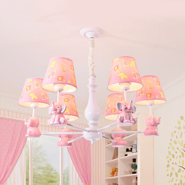 Girls Bedroom Bunny Hanging Lights Metal Animal Pink Pendant Light with Fabric Shade Clearhalo 'Ceiling Lights' 'Chandeliers' Lighting' options 82253