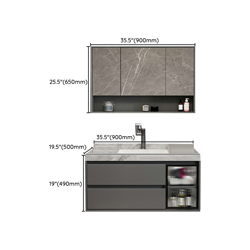 Grey Modern Wood Wall Mount Single-Sink Bathroom Vanity Set Clearhalo 'Bathroom Remodel & Bathroom Fixtures' 'Bathroom Vanities' 'bathroom_vanities' 'Home Improvement' 'home_improvement' 'home_improvement_bathroom_vanities' 8233964