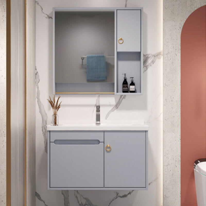 Modern Bathroom Vanity Set Wall Mount Ceramic Top Sink Included Gray Clearhalo 'Bathroom Remodel & Bathroom Fixtures' 'Bathroom Vanities' 'bathroom_vanities' 'Home Improvement' 'home_improvement' 'home_improvement_bathroom_vanities' 8233982