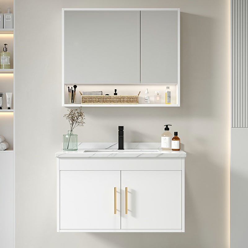 Contemporary Bathroom Vanity Set Wall-Mounted with Soft Close Door White Clearhalo 'Bathroom Remodel & Bathroom Fixtures' 'Bathroom Vanities' 'bathroom_vanities' 'Home Improvement' 'home_improvement' 'home_improvement_bathroom_vanities' 8233996