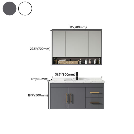 Contemporary Bathroom Vanity Set Wall-Mounted with Soft Close Door Clearhalo 'Bathroom Remodel & Bathroom Fixtures' 'Bathroom Vanities' 'bathroom_vanities' 'Home Improvement' 'home_improvement' 'home_improvement_bathroom_vanities' 8234006