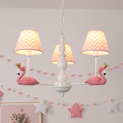 Bedroom Trapezoid Shade Hanging Ceiling Lamp with Swan Fabric Nordic Hanging Chandelier Clearhalo 'Ceiling Lights' 'Chandeliers' Lighting' options 82350