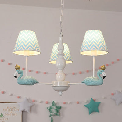 Bedroom Trapezoid Shade Hanging Ceiling Lamp with Swan Fabric Nordic Hanging Chandelier Clearhalo 'Ceiling Lights' 'Chandeliers' Lighting' options 82352