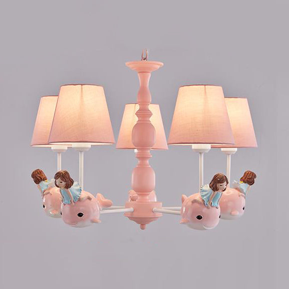 Animal-Themed Dolphin Hanging Lamp Fabric and Metal Hanging Chandelier for Kid Bedroom Clearhalo 'Ceiling Lights' 'Chandeliers' Lighting' options 82473