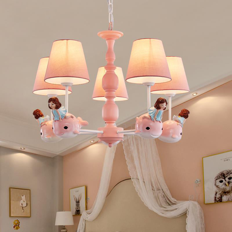 Animal-Themed Dolphin Hanging Lamp Fabric and Metal Hanging Chandelier for Kid Bedroom Clearhalo 'Ceiling Lights' 'Chandeliers' Lighting' options 82474