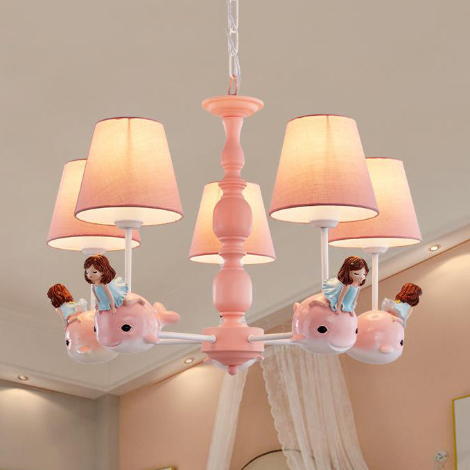 Animal-Themed Dolphin Hanging Lamp Fabric and Metal Hanging Chandelier for Kid Bedroom Clearhalo 'Ceiling Lights' 'Chandeliers' Lighting' options 82475