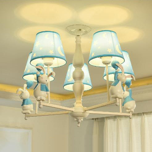 Modern Contemporary Tapered Shade Hanging Ceiling Lamp Fabric Hanging Light Fixtures for Bedroom 5 Blue Clearhalo 'Ceiling Lights' 'Chandeliers' Lighting' options 82532_9888e80d-72fb-4d6b-b94c-df6fac5457b2