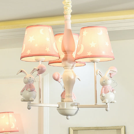 Modern Contemporary Tapered Shade Hanging Ceiling Lamp Fabric Hanging Light Fixtures for Bedroom 3 Pink Clearhalo 'Ceiling Lights' 'Chandeliers' Lighting' options 82534_f8b42f14-4666-423e-a176-3682672b4b8d