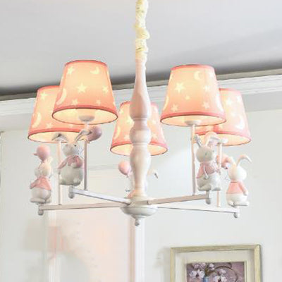 Modern Contemporary Tapered Shade Hanging Ceiling Lamp Fabric Hanging Light Fixtures for Bedroom 5 Pink Clearhalo 'Ceiling Lights' 'Chandeliers' Lighting' options 82538_976574db-6c8b-40dc-b658-b475e5241eda