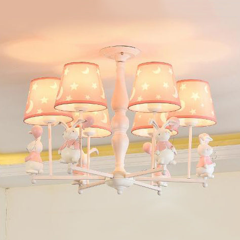 Modern Contemporary Tapered Shade Hanging Ceiling Lamp Fabric Hanging Light Fixtures for Bedroom 6 Pink Clearhalo 'Ceiling Lights' 'Chandeliers' Lighting' options 82539_2a1d8623-1370-4a2c-a17a-c865d799951f