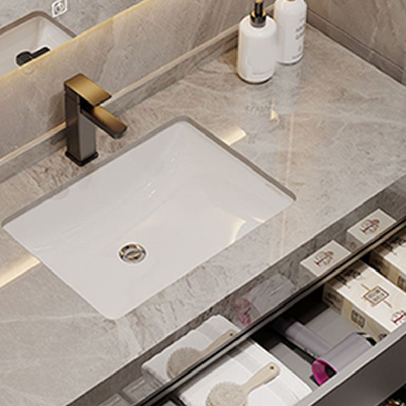 Grey Wall Mounted Standard Modern Bathroom Vanity with Soft Close Door Clearhalo 'Bathroom Remodel & Bathroom Fixtures' 'Bathroom Vanities' 'bathroom_vanities' 'Home Improvement' 'home_improvement' 'home_improvement_bathroom_vanities' 8254756