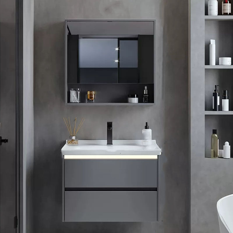 Grey Modern Wall Mounted Standard Open Console with Sink Set 24"L x 20"W x 20"H Clearhalo 'Bathroom Remodel & Bathroom Fixtures' 'Bathroom Vanities' 'bathroom_vanities' 'Home Improvement' 'home_improvement' 'home_improvement_bathroom_vanities' 8254767