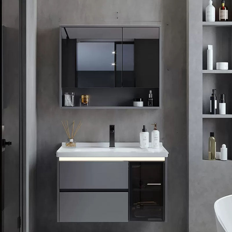 Grey Modern Wall Mounted Standard Open Console with Sink Set Clearhalo 'Bathroom Remodel & Bathroom Fixtures' 'Bathroom Vanities' 'bathroom_vanities' 'Home Improvement' 'home_improvement' 'home_improvement_bathroom_vanities' 8254768