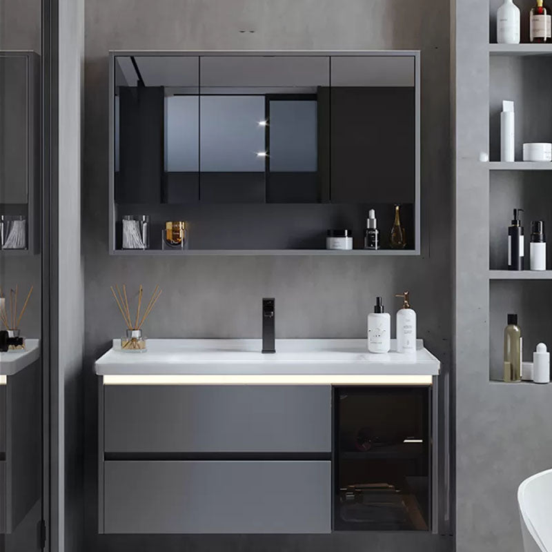 Grey Modern Wall Mounted Standard Open Console with Sink Set Clearhalo 'Bathroom Remodel & Bathroom Fixtures' 'Bathroom Vanities' 'bathroom_vanities' 'Home Improvement' 'home_improvement' 'home_improvement_bathroom_vanities' 8254769