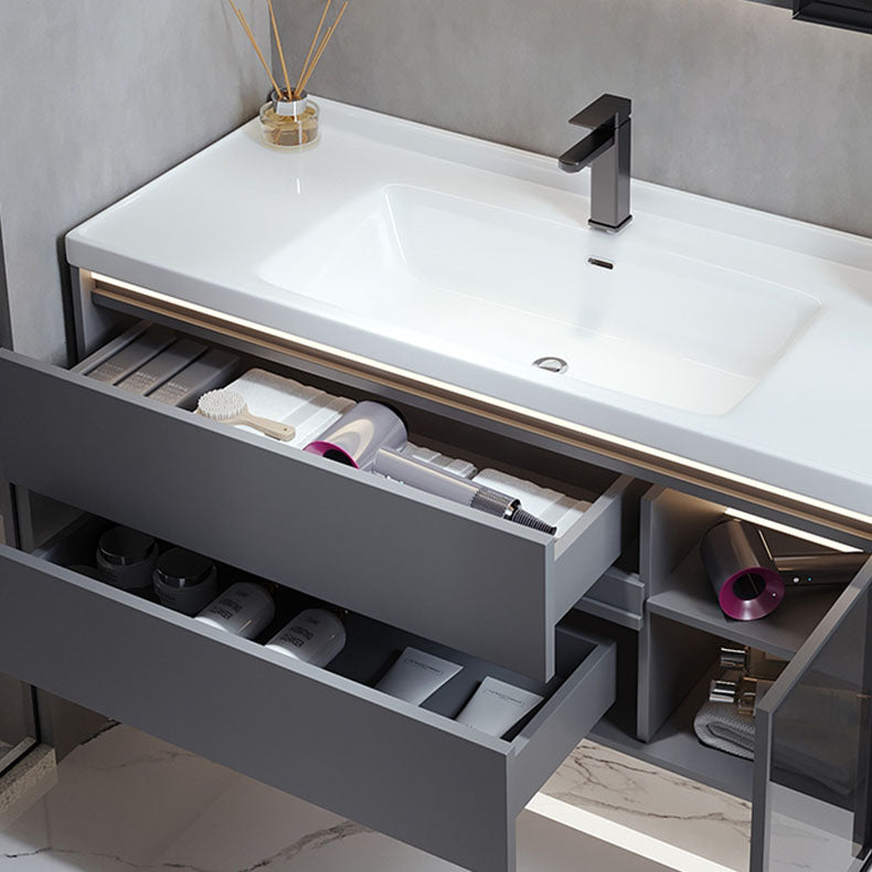 Grey Modern Wall Mounted Standard Open Console with Sink Set Clearhalo 'Bathroom Remodel & Bathroom Fixtures' 'Bathroom Vanities' 'bathroom_vanities' 'Home Improvement' 'home_improvement' 'home_improvement_bathroom_vanities' 8254772