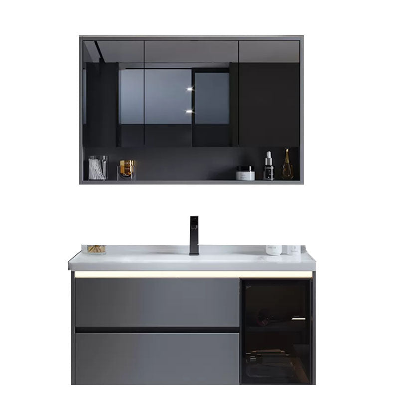 Grey Modern Wall Mounted Standard Open Console with Sink Set Clearhalo 'Bathroom Remodel & Bathroom Fixtures' 'Bathroom Vanities' 'bathroom_vanities' 'Home Improvement' 'home_improvement' 'home_improvement_bathroom_vanities' 8254775