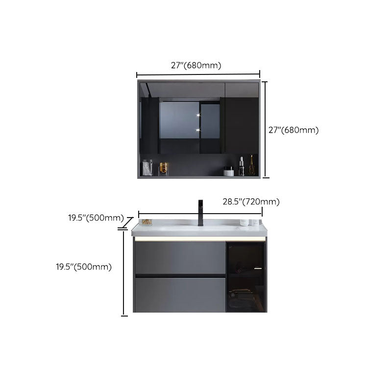 Grey Modern Wall Mounted Standard Open Console with Sink Set Clearhalo 'Bathroom Remodel & Bathroom Fixtures' 'Bathroom Vanities' 'bathroom_vanities' 'Home Improvement' 'home_improvement' 'home_improvement_bathroom_vanities' 8254777