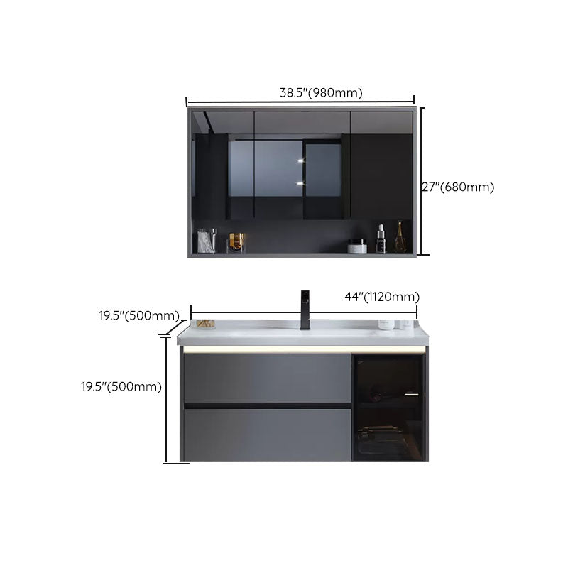 Grey Modern Wall Mounted Standard Open Console with Sink Set Clearhalo 'Bathroom Remodel & Bathroom Fixtures' 'Bathroom Vanities' 'bathroom_vanities' 'Home Improvement' 'home_improvement' 'home_improvement_bathroom_vanities' 8254781