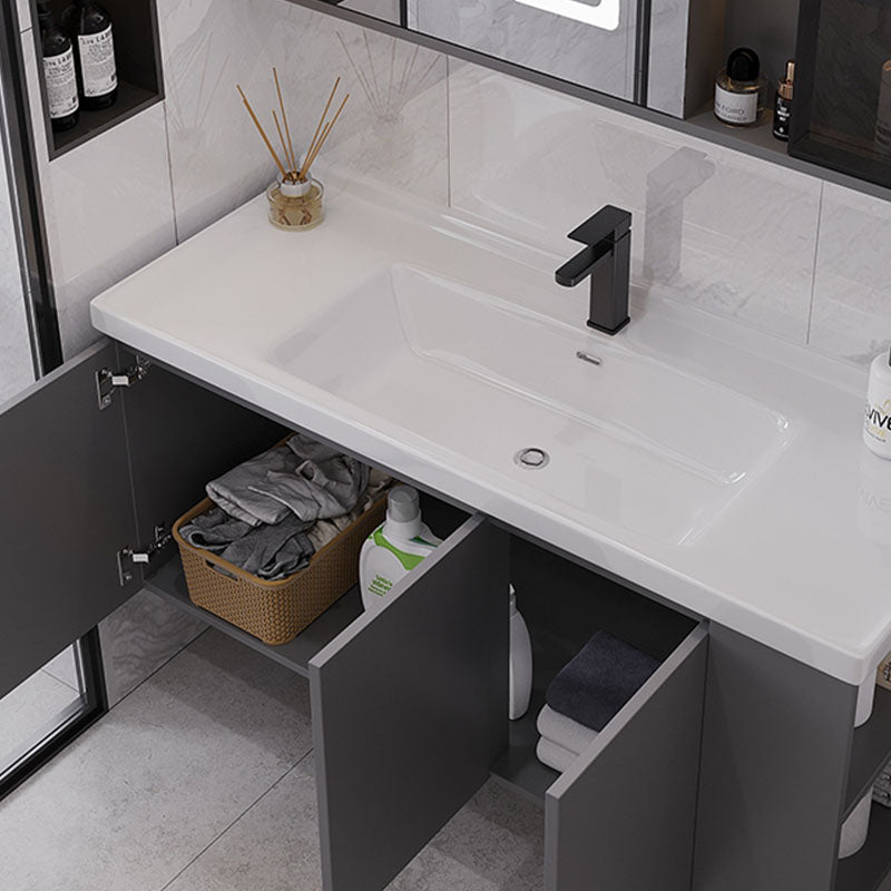 Grey Wall Mounted Standard Single-Sink Rectangular Modern Bathroom Vanity Set Clearhalo 'Bathroom Remodel & Bathroom Fixtures' 'Bathroom Vanities' 'bathroom_vanities' 'Home Improvement' 'home_improvement' 'home_improvement_bathroom_vanities' 8254789