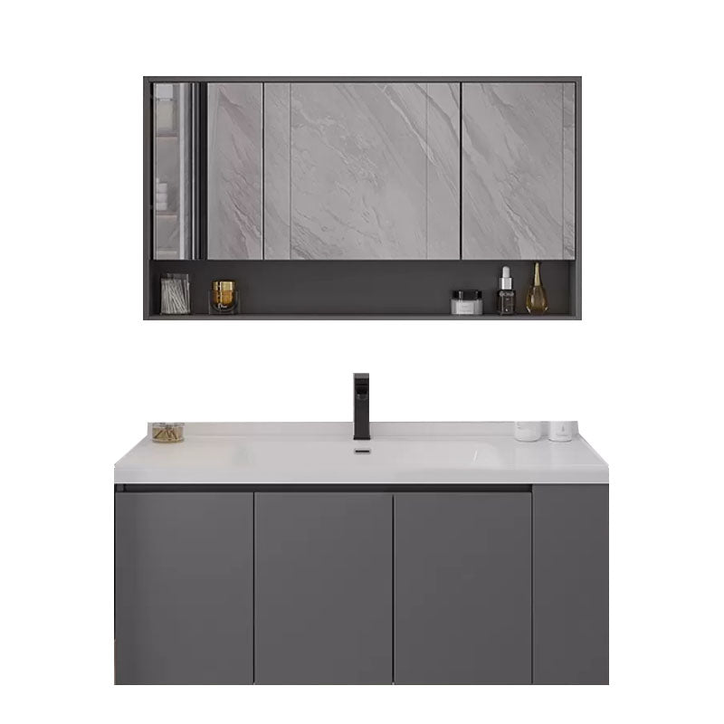 Grey Wall Mounted Standard Single-Sink Rectangular Modern Bathroom Vanity Set Clearhalo 'Bathroom Remodel & Bathroom Fixtures' 'Bathroom Vanities' 'bathroom_vanities' 'Home Improvement' 'home_improvement' 'home_improvement_bathroom_vanities' 8254793