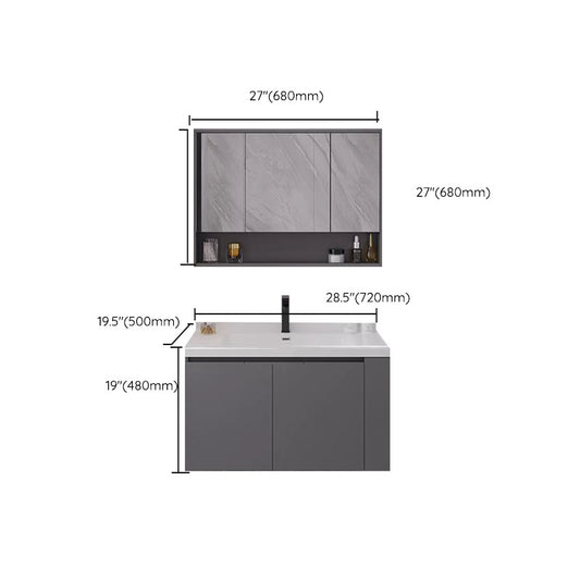 Grey Wall Mounted Standard Single-Sink Rectangular Modern Bathroom Vanity Set Clearhalo 'Bathroom Remodel & Bathroom Fixtures' 'Bathroom Vanities' 'bathroom_vanities' 'Home Improvement' 'home_improvement' 'home_improvement_bathroom_vanities' 8254794