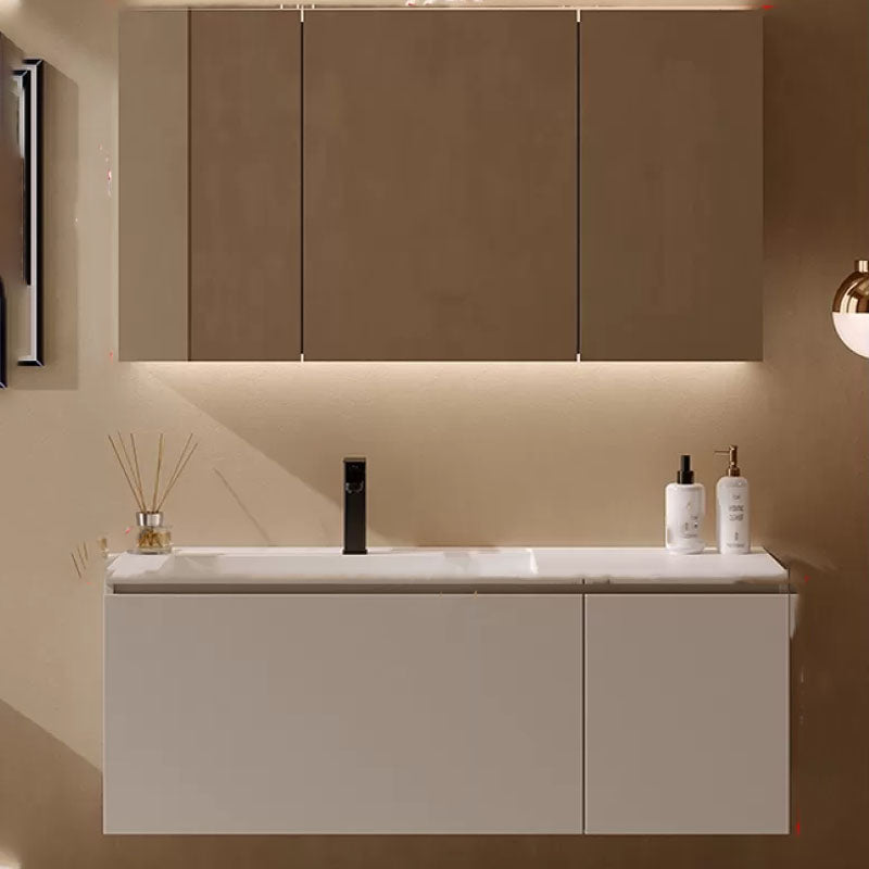 White Wall Mounted Standard Single-Sink Wood Bathroom Vanity Set 43"L x 20"W x 17"H Clearhalo 'Bathroom Remodel & Bathroom Fixtures' 'Bathroom Vanities' 'bathroom_vanities' 'Home Improvement' 'home_improvement' 'home_improvement_bathroom_vanities' 8254810