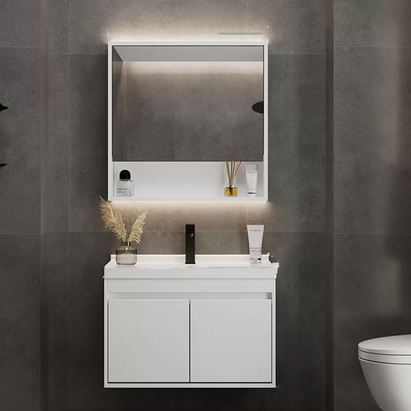White Modern Wall Mounted Standard Open Console with Sink Set 24"L x 20"W x 20"H Clearhalo 'Bathroom Remodel & Bathroom Fixtures' 'Bathroom Vanities' 'bathroom_vanities' 'Home Improvement' 'home_improvement' 'home_improvement_bathroom_vanities' 8254841
