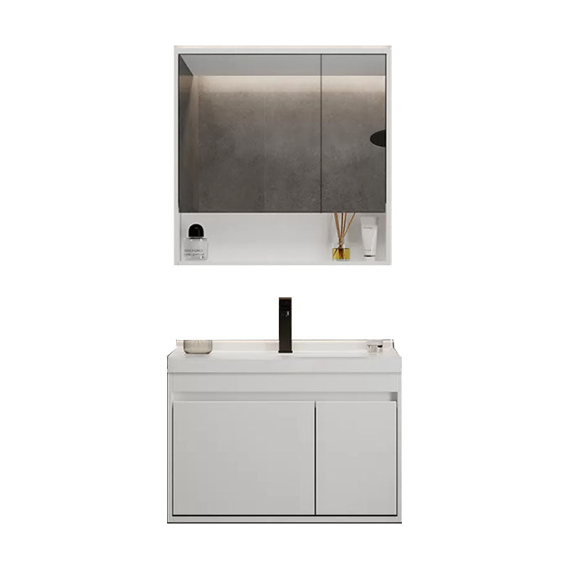 White Modern Wall Mounted Standard Open Console with Sink Set Clearhalo 'Bathroom Remodel & Bathroom Fixtures' 'Bathroom Vanities' 'bathroom_vanities' 'Home Improvement' 'home_improvement' 'home_improvement_bathroom_vanities' 8254846