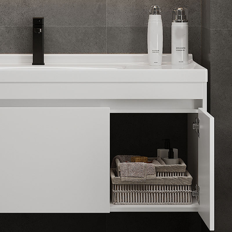 White Modern Wall Mounted Standard Open Console with Sink Set Clearhalo 'Bathroom Remodel & Bathroom Fixtures' 'Bathroom Vanities' 'bathroom_vanities' 'Home Improvement' 'home_improvement' 'home_improvement_bathroom_vanities' 8254849