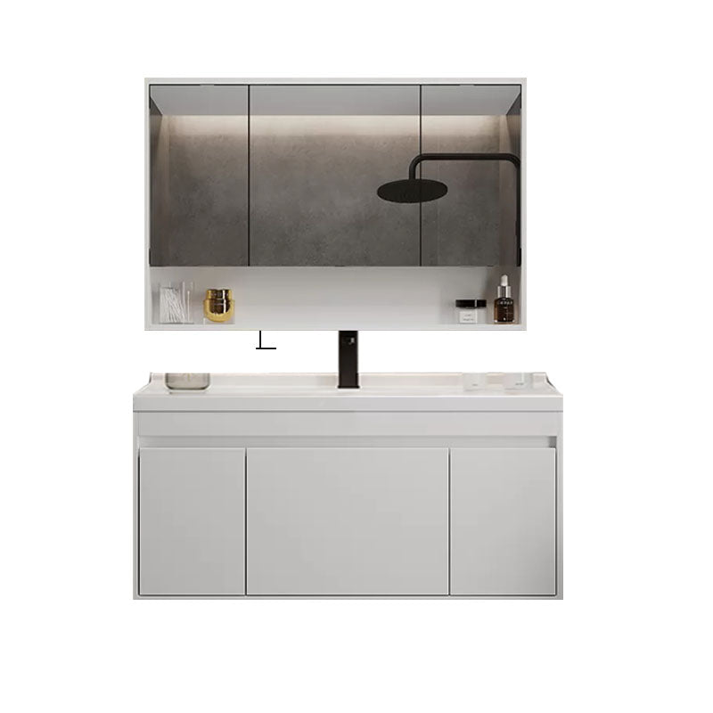 White Modern Wall Mounted Standard Open Console with Sink Set Clearhalo 'Bathroom Remodel & Bathroom Fixtures' 'Bathroom Vanities' 'bathroom_vanities' 'Home Improvement' 'home_improvement' 'home_improvement_bathroom_vanities' 8254853