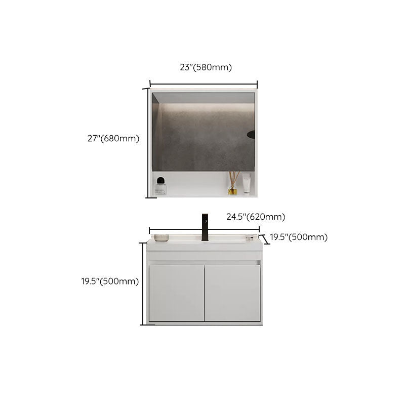 White Modern Wall Mounted Standard Open Console with Sink Set Clearhalo 'Bathroom Remodel & Bathroom Fixtures' 'Bathroom Vanities' 'bathroom_vanities' 'Home Improvement' 'home_improvement' 'home_improvement_bathroom_vanities' 8254854