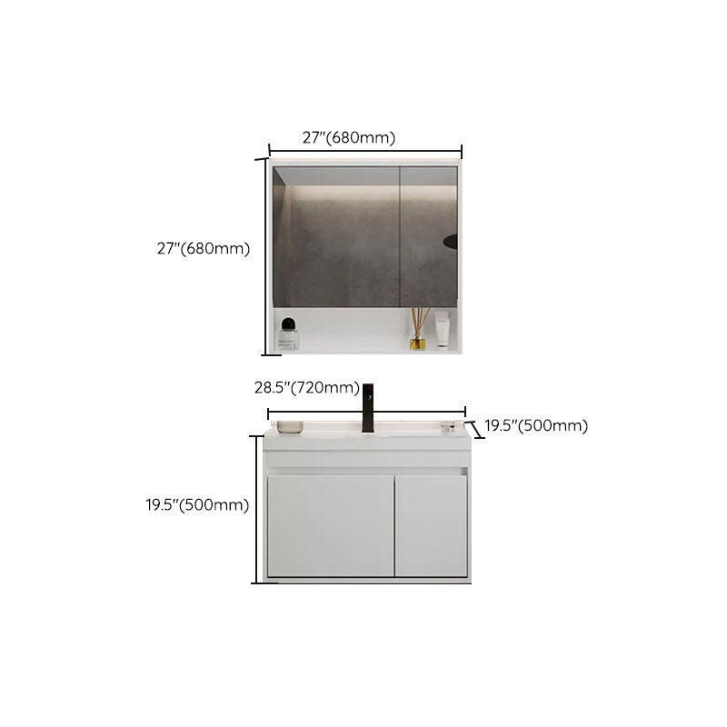 White Modern Wall Mounted Standard Open Console with Sink Set Clearhalo 'Bathroom Remodel & Bathroom Fixtures' 'Bathroom Vanities' 'bathroom_vanities' 'Home Improvement' 'home_improvement' 'home_improvement_bathroom_vanities' 8254855