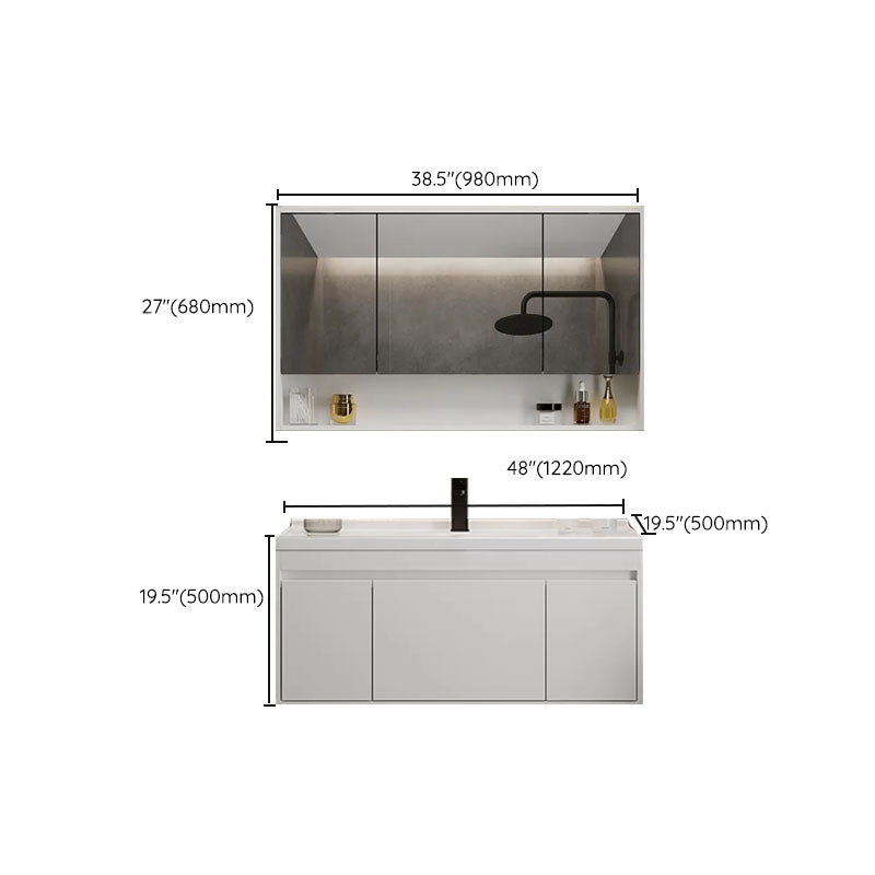 White Modern Wall Mounted Standard Open Console with Sink Set Clearhalo 'Bathroom Remodel & Bathroom Fixtures' 'Bathroom Vanities' 'bathroom_vanities' 'Home Improvement' 'home_improvement' 'home_improvement_bathroom_vanities' 8254859