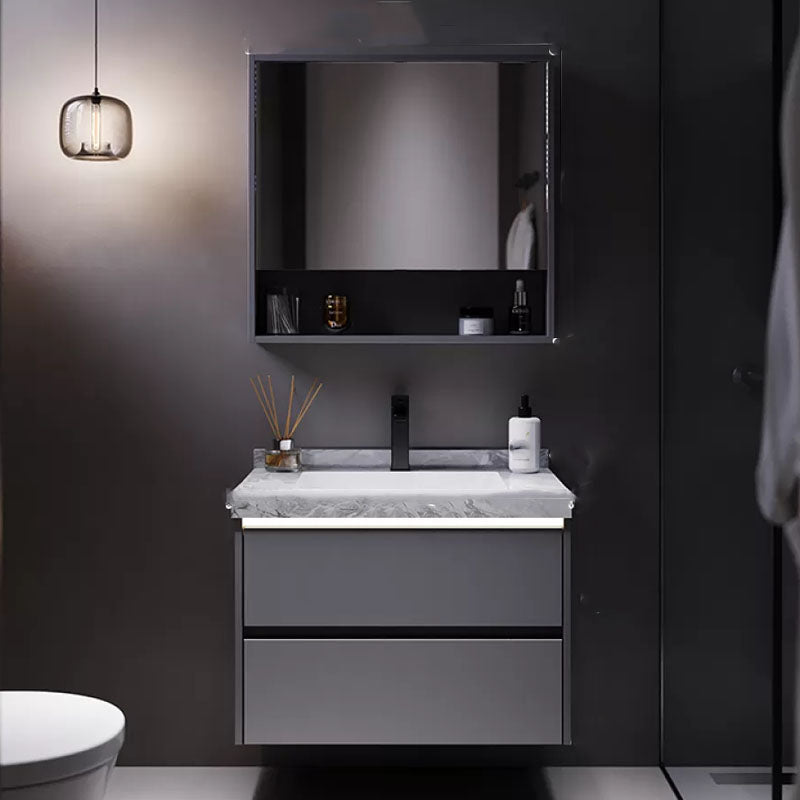 Grey Wall Mounted Standard Rectangular Open Console with Sink Set 24"L x 20"W x 20"H Clearhalo 'Bathroom Remodel & Bathroom Fixtures' 'Bathroom Vanities' 'bathroom_vanities' 'Home Improvement' 'home_improvement' 'home_improvement_bathroom_vanities' 8254863