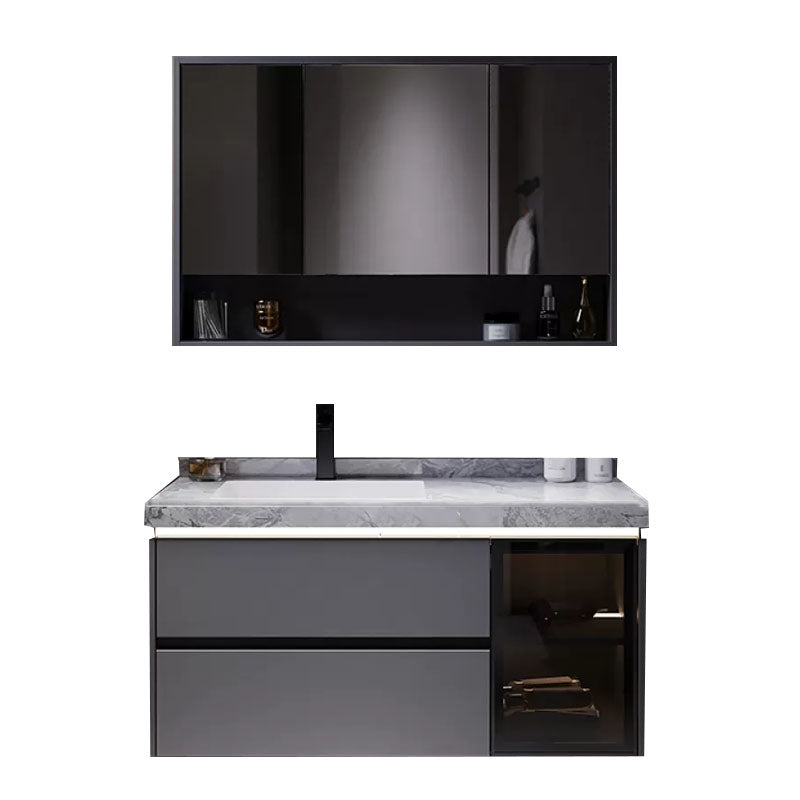 Grey Wall Mounted Standard Rectangular Open Console with Sink Set Clearhalo 'Bathroom Remodel & Bathroom Fixtures' 'Bathroom Vanities' 'bathroom_vanities' 'Home Improvement' 'home_improvement' 'home_improvement_bathroom_vanities' 8254864