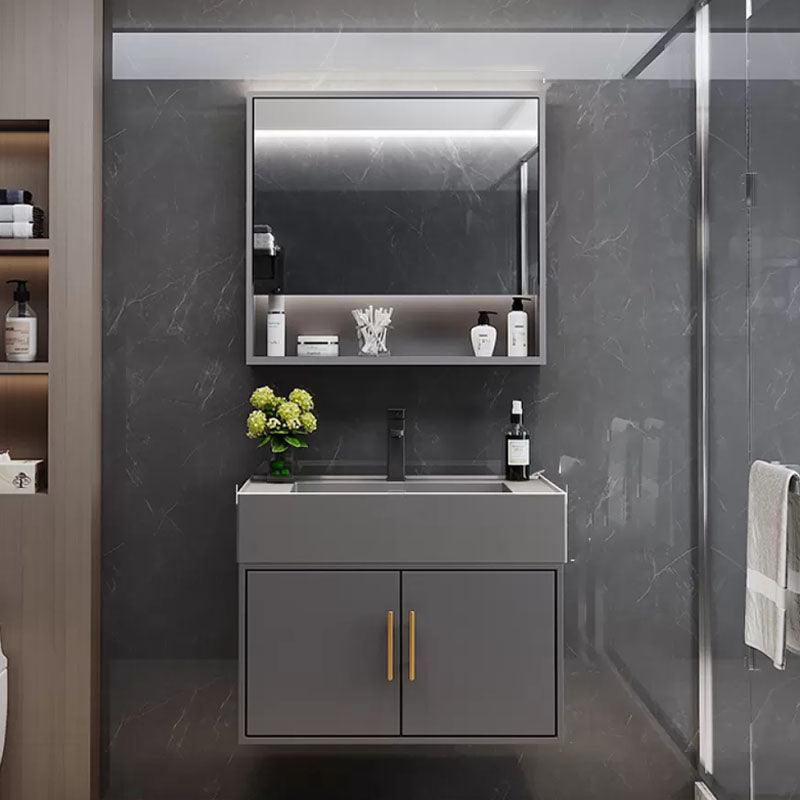 Grey Wall Mounted Standard Wood Modern Bathroom Sink Vanity 24"L x 19"W x 22"H Clearhalo 'Bathroom Remodel & Bathroom Fixtures' 'Bathroom Vanities' 'bathroom_vanities' 'Home Improvement' 'home_improvement' 'home_improvement_bathroom_vanities' 8254879