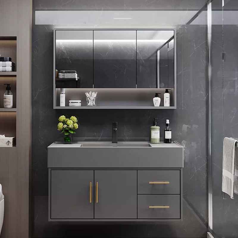 Grey Wall Mounted Standard Wood Modern Bathroom Sink Vanity Clearhalo 'Bathroom Remodel & Bathroom Fixtures' 'Bathroom Vanities' 'bathroom_vanities' 'Home Improvement' 'home_improvement' 'home_improvement_bathroom_vanities' 8254881