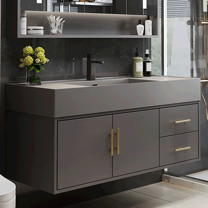 Grey Wall Mounted Standard Wood Modern Bathroom Sink Vanity Clearhalo 'Bathroom Remodel & Bathroom Fixtures' 'Bathroom Vanities' 'bathroom_vanities' 'Home Improvement' 'home_improvement' 'home_improvement_bathroom_vanities' 8254883