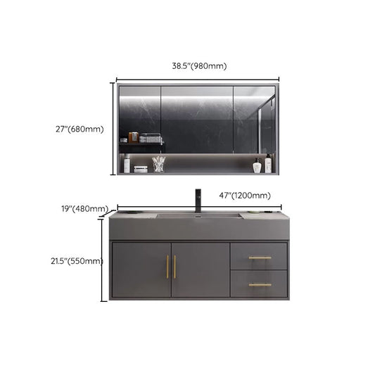 Grey Wall Mounted Standard Wood Modern Bathroom Sink Vanity Clearhalo 'Bathroom Remodel & Bathroom Fixtures' 'Bathroom Vanities' 'bathroom_vanities' 'Home Improvement' 'home_improvement' 'home_improvement_bathroom_vanities' 8254900