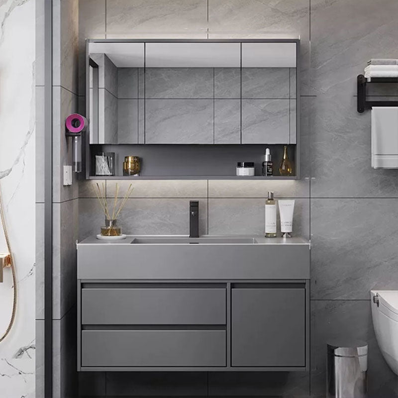 Grey Modern Wood Wall Mounted Standard Bathroom Vanity Set with Sink Clearhalo 'Bathroom Remodel & Bathroom Fixtures' 'Bathroom Vanities' 'bathroom_vanities' 'Home Improvement' 'home_improvement' 'home_improvement_bathroom_vanities' 8254903