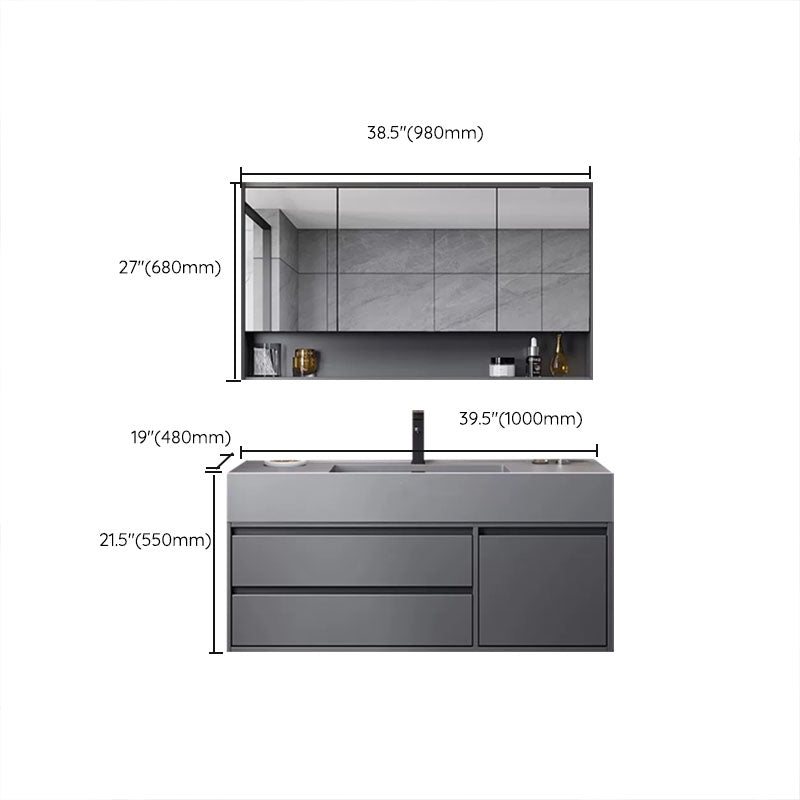 Grey Modern Wood Wall Mounted Standard Bathroom Vanity Set with Sink Clearhalo 'Bathroom Remodel & Bathroom Fixtures' 'Bathroom Vanities' 'bathroom_vanities' 'Home Improvement' 'home_improvement' 'home_improvement_bathroom_vanities' 8254916