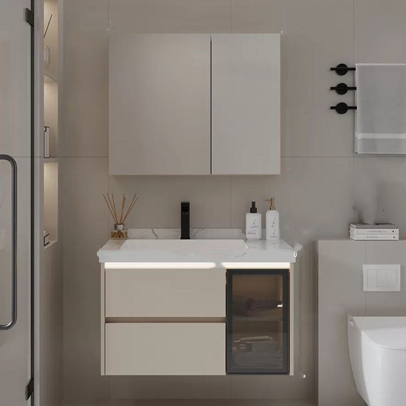Wall Mounted Standard White Wood Modern Open Console with Sink Set Full Mirror Cabinet Clearhalo 'Bathroom Remodel & Bathroom Fixtures' 'Bathroom Vanities' 'bathroom_vanities' 'Home Improvement' 'home_improvement' 'home_improvement_bathroom_vanities' 8254919